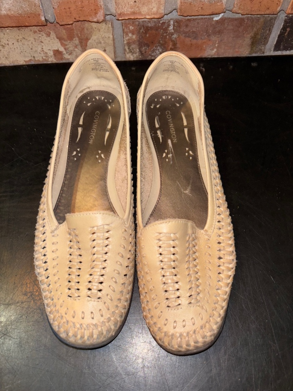 Covington Florence Leather Slip On Woven Shoes